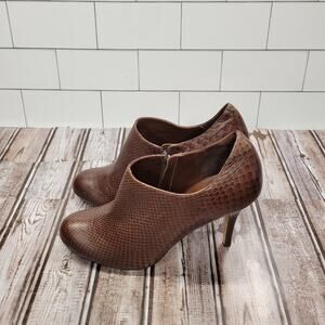 Cole Haan Women's Size 9.5 Snakeskin Pattern Booties Brown Heel Pumps